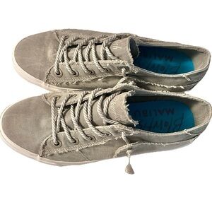 BLOWFISH Malibu Gray Distressed Canvas Sneakers Womens SZ 9 LaceUps Cute Comfy